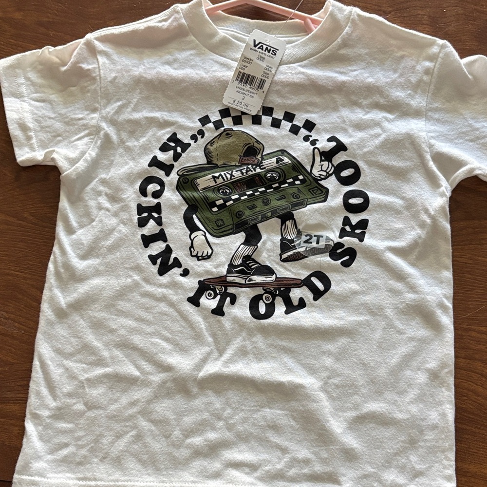Vans White 'Kickin' It Old Skool' Kids Tee